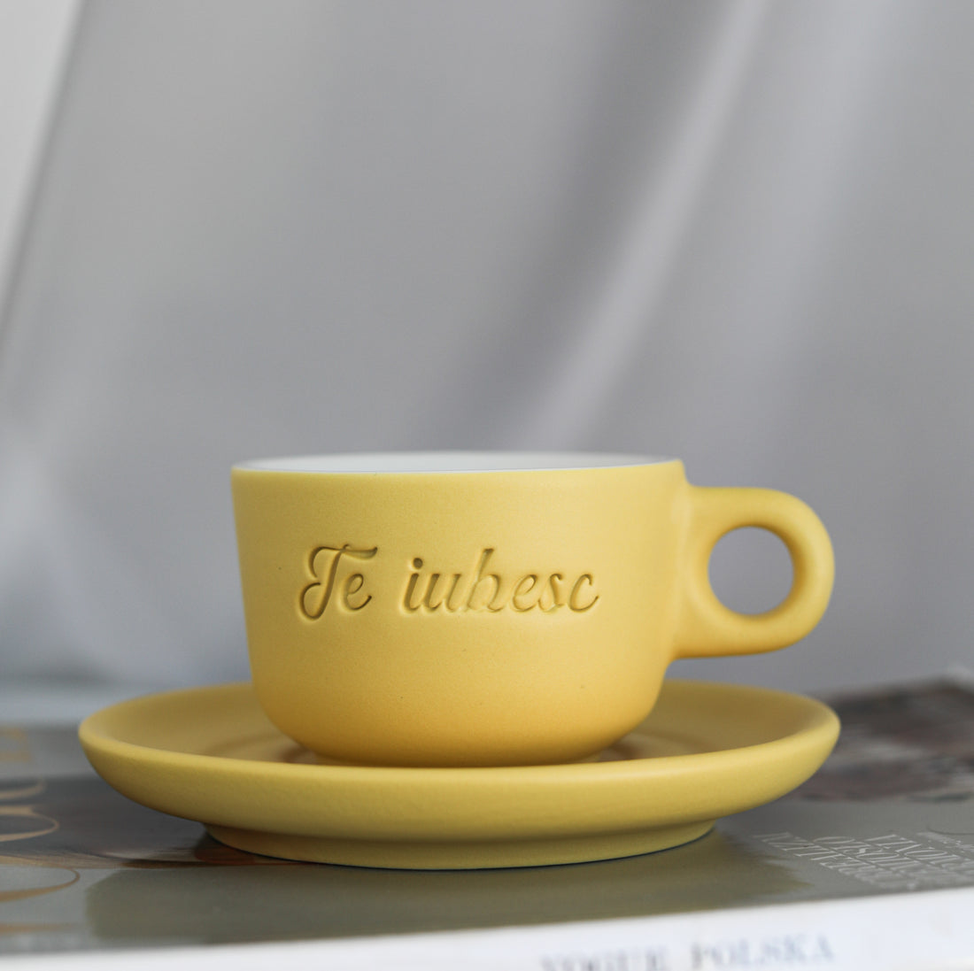 Ceasca Double Espresso Te iubesc _ Galben