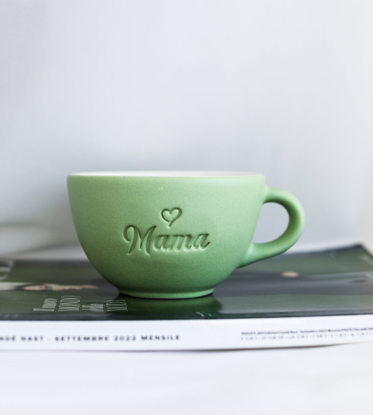 Ceasca Cappuccino Mama - Verde crud cu toarta