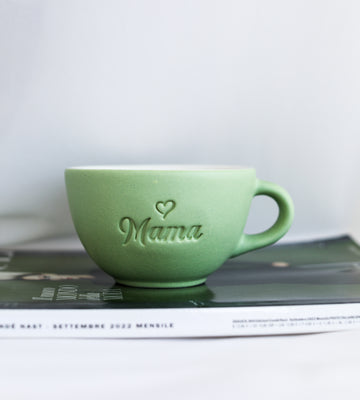 Ceasca Cappuccino Mama - Verde crud cu toarta